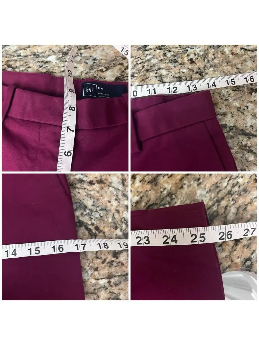 Gap Y2K Low Rise Plum Purple Slim Crop Chino Pants Women’s 0R Office Siren 2000s
